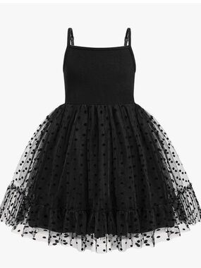 Girls Tulle Black Polka Tutu Dress